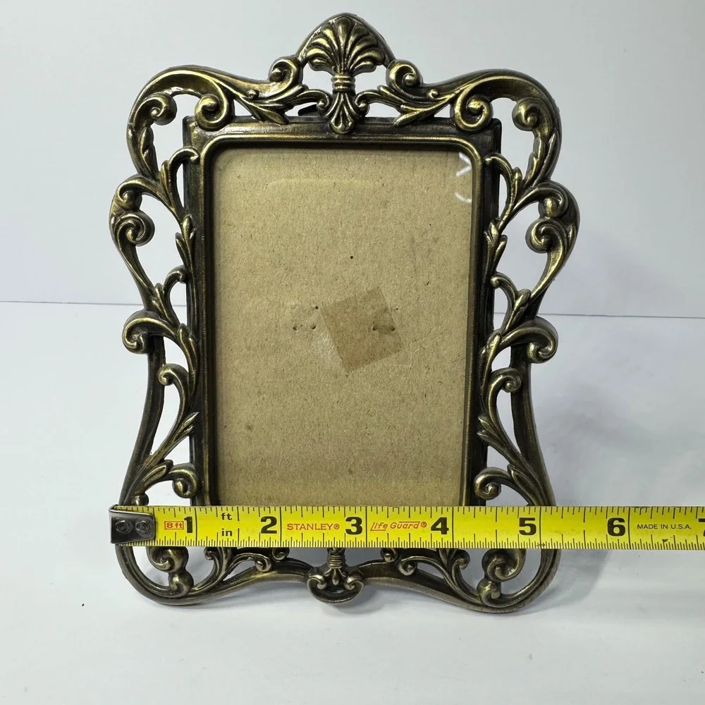 Burnes of Boston Ornate Gold Scroll Metal 3x4.5 Picture Frame Victorian Style